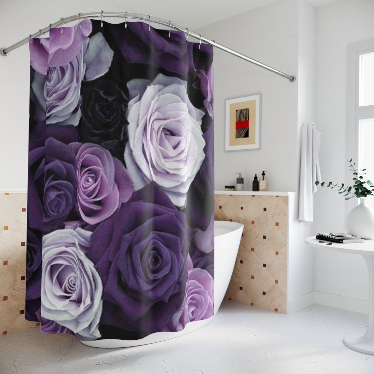 Purple Roses Floral Shower Curtain for Stylish Bathrooms