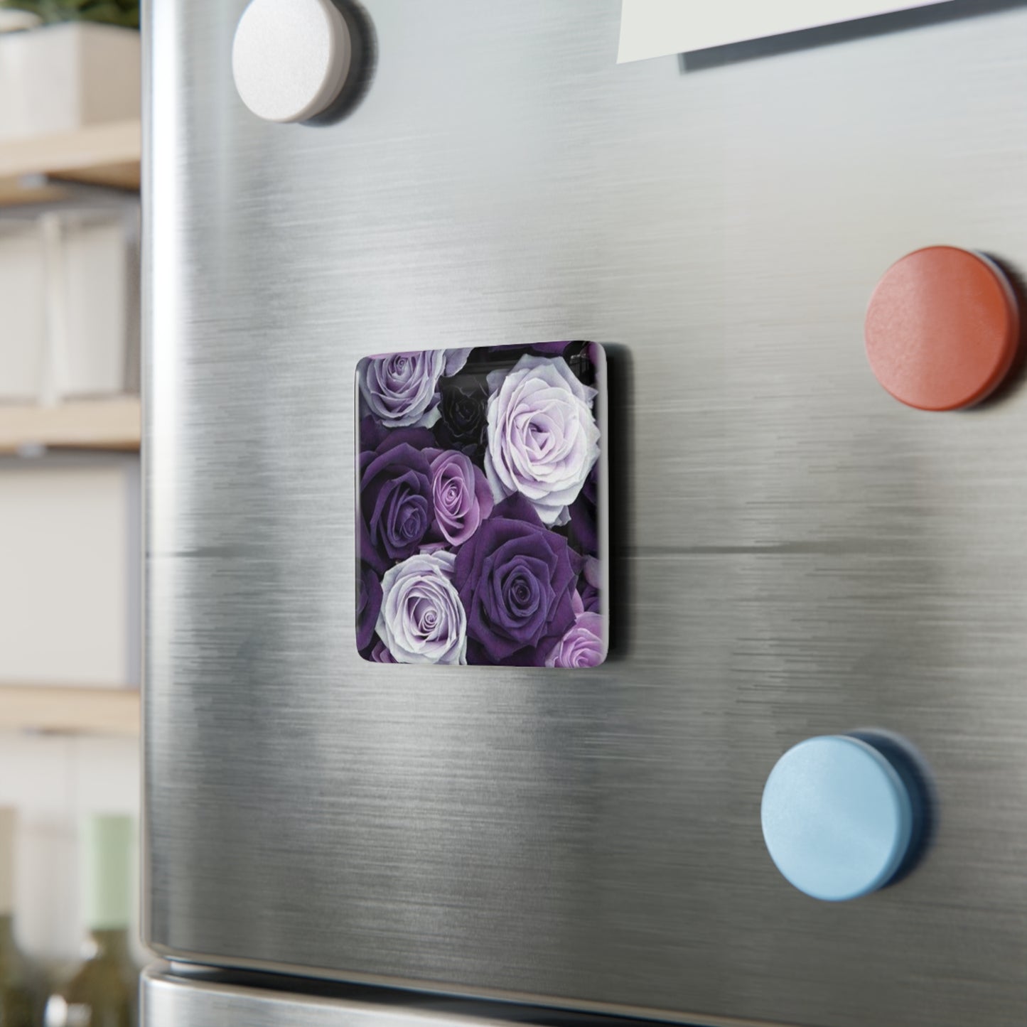 Purple Roses Floral Square Magnet – Floral Square Magnets