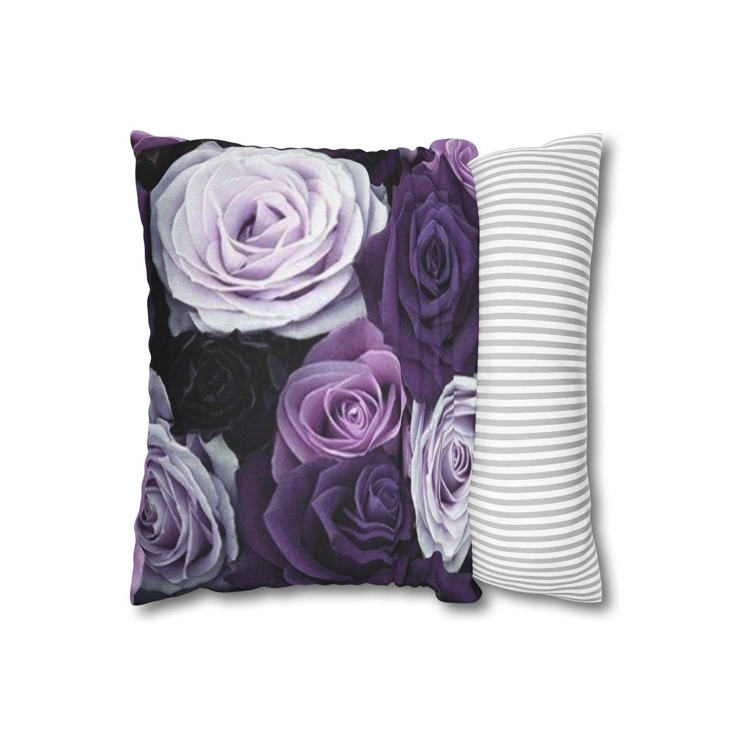 Purple Roses Floral Square Pillowcase