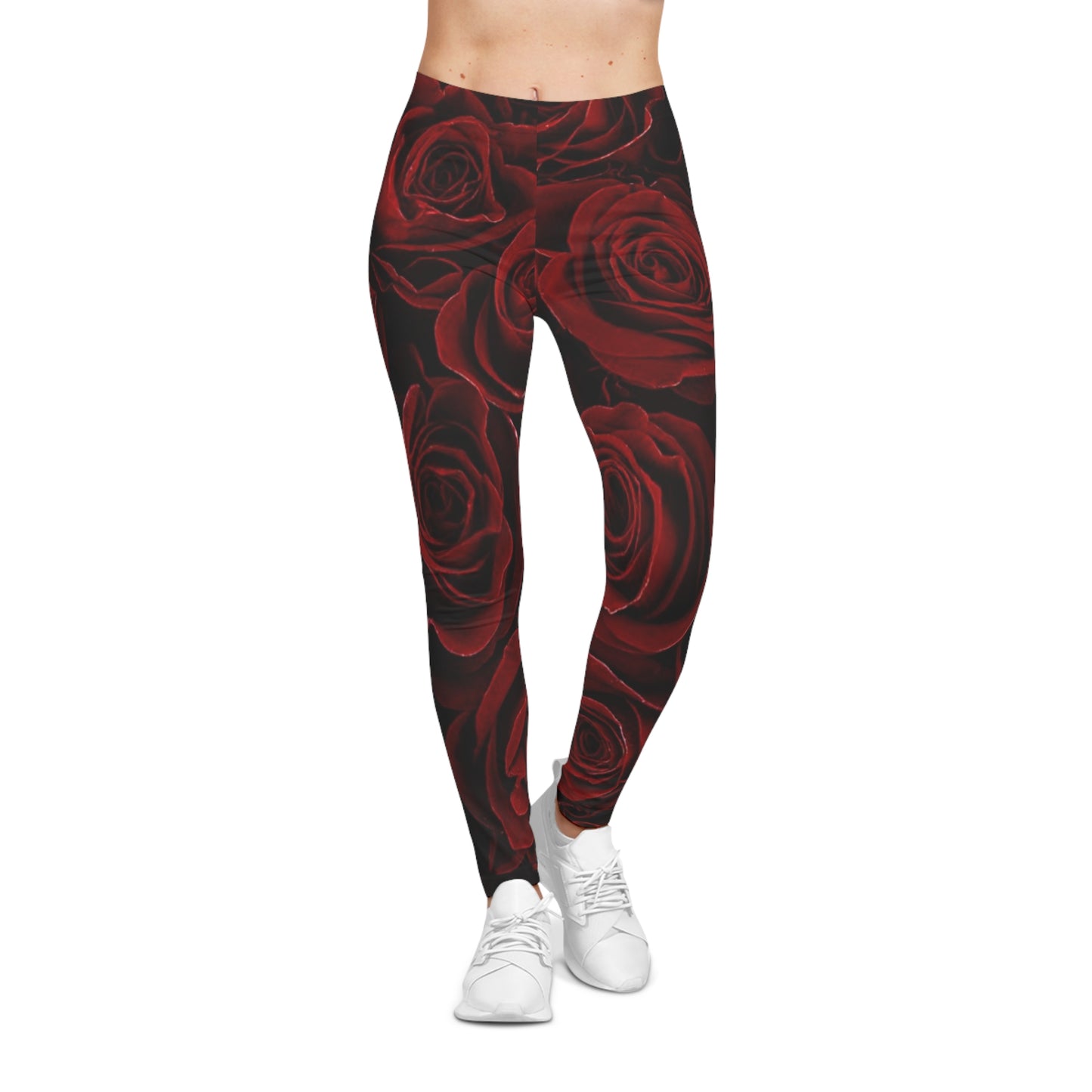 Red Roses Comfortable Floral Casual Leggings