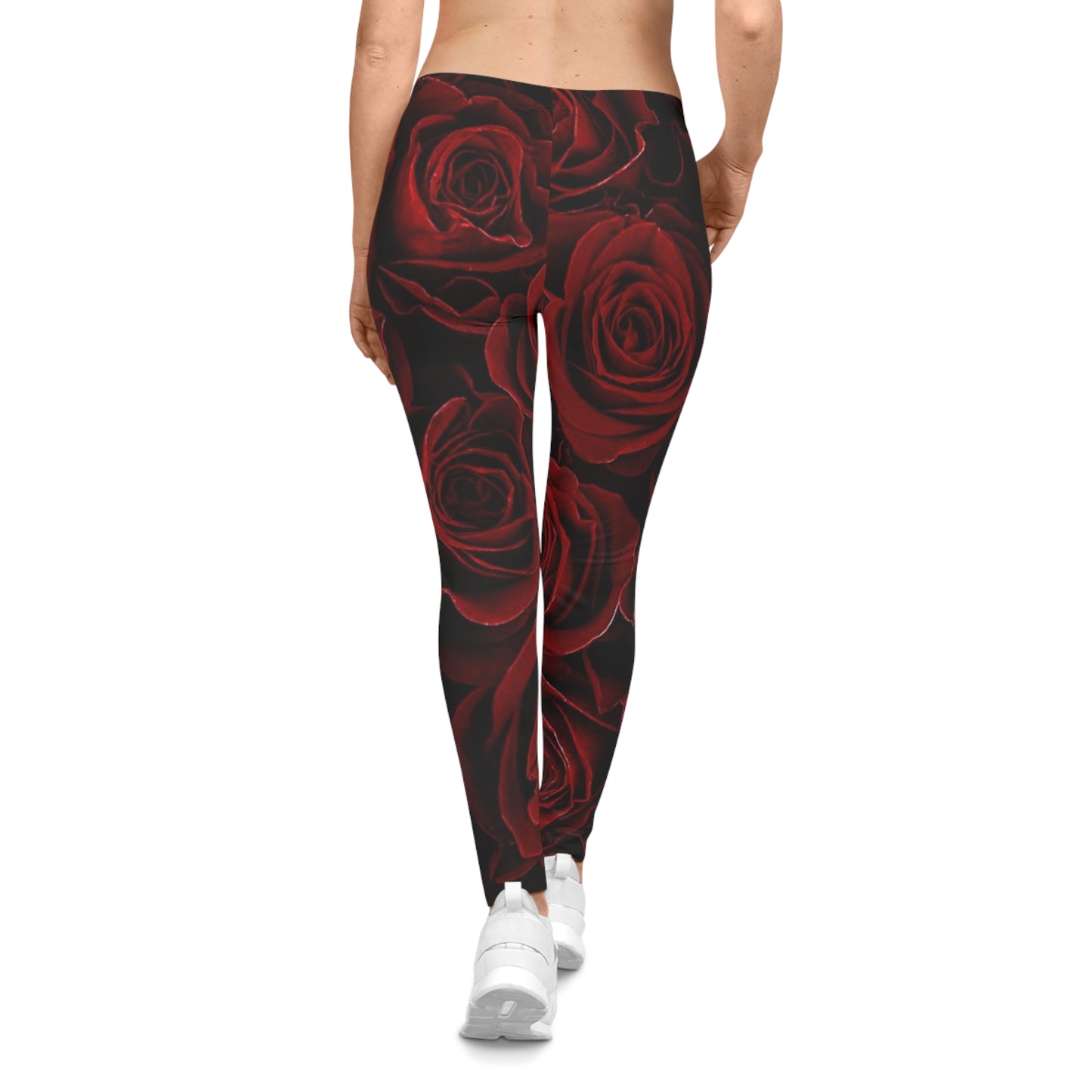 Red Roses Comfortable Floral Casual Leggings
