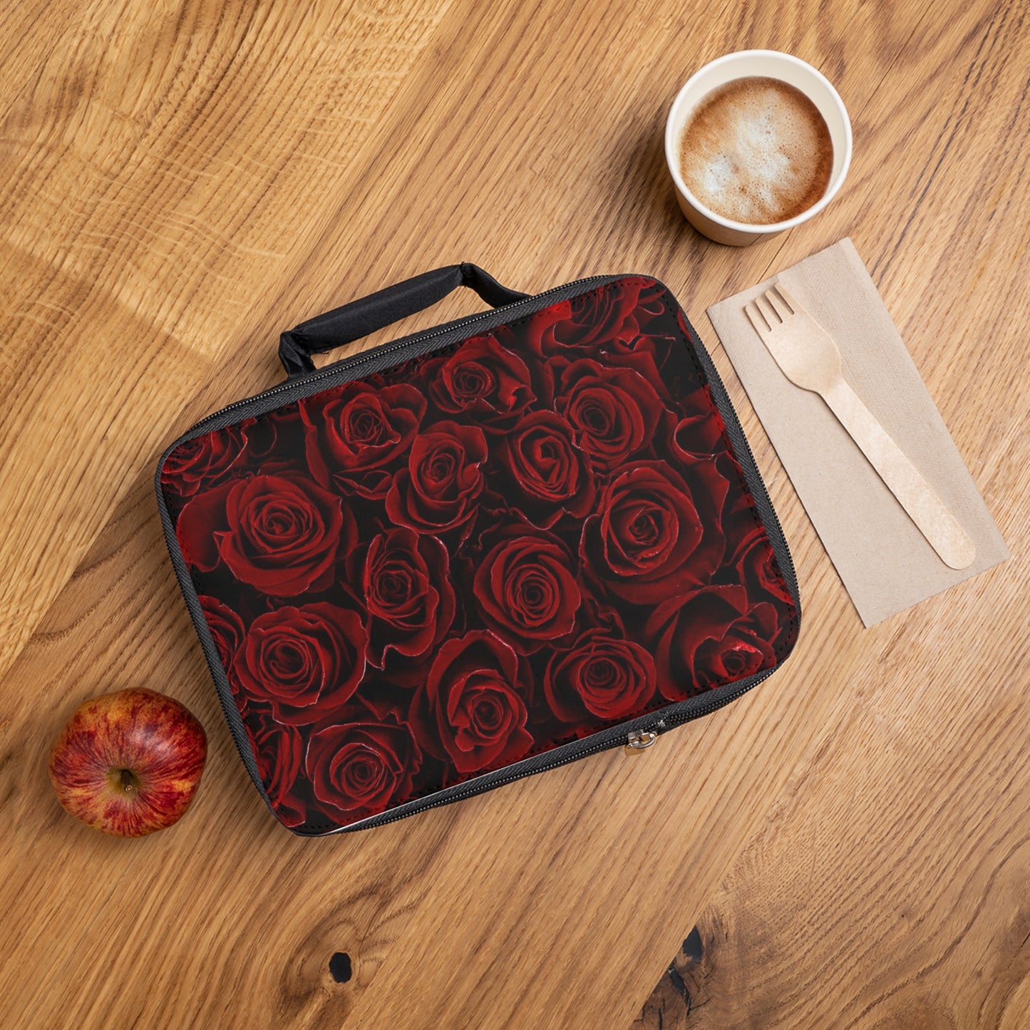 Red Roses Floral Lunch Bag – Vibrant & Practical