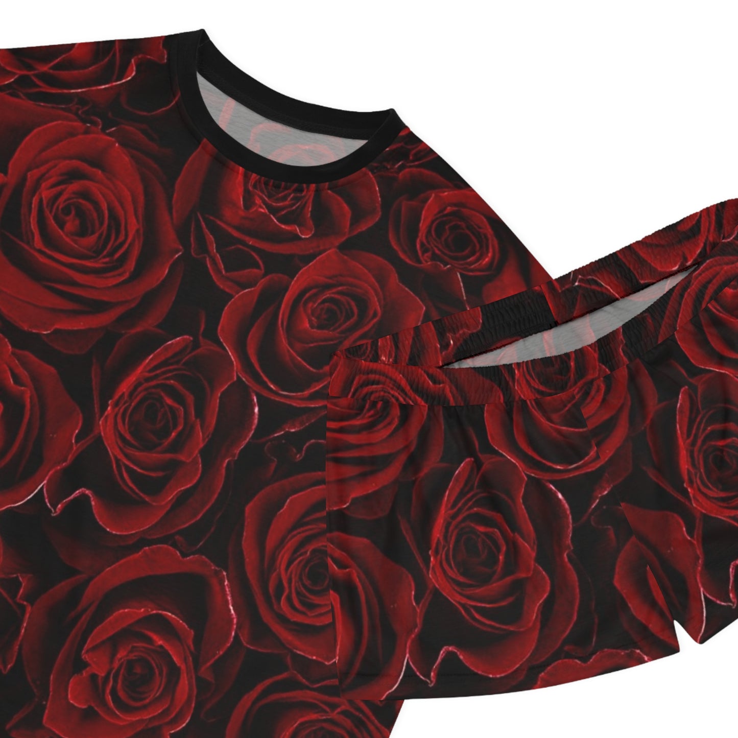 Red Roses Floral Pajama Set for Women