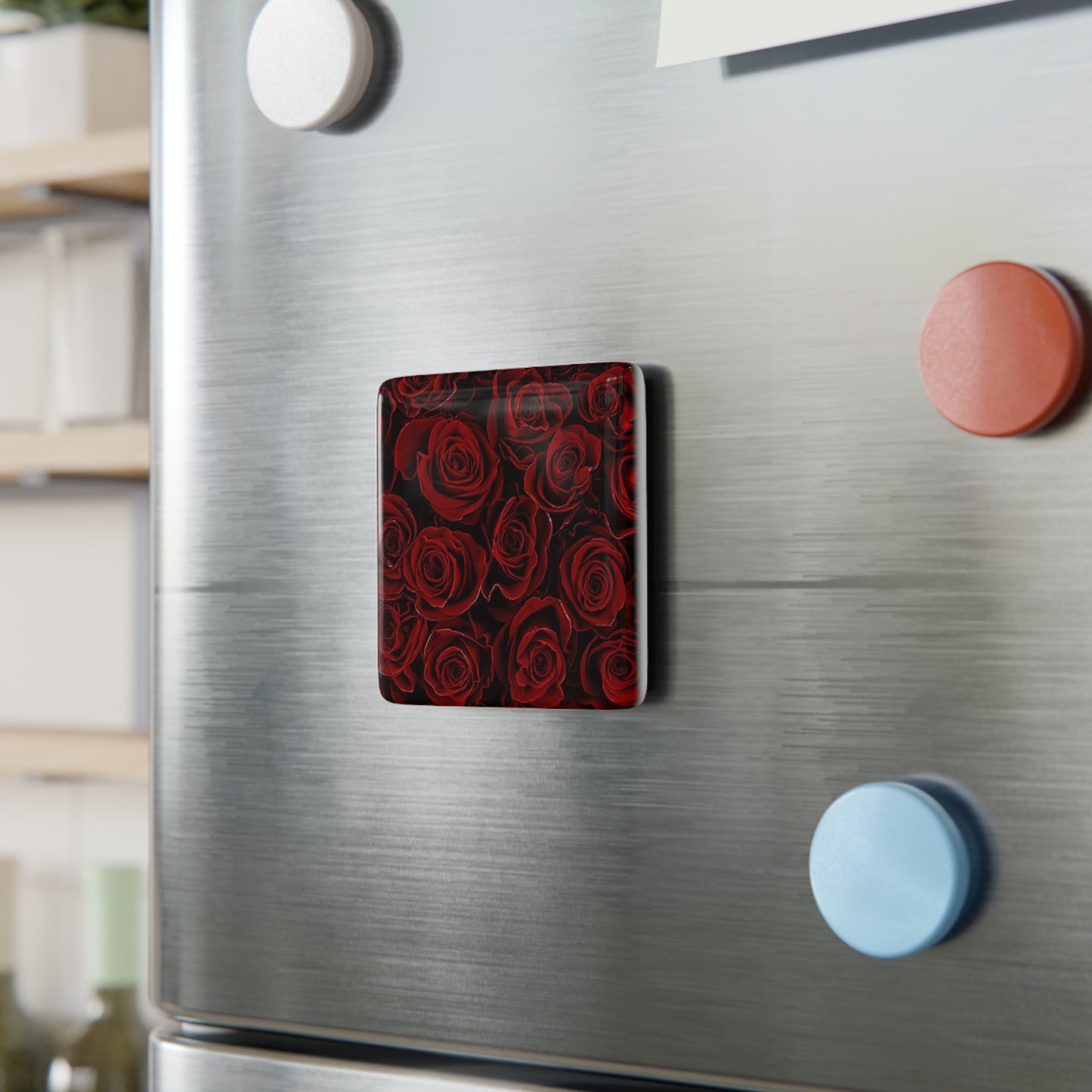 Red Roses Floral Square Magnet – Floral Square Magnets