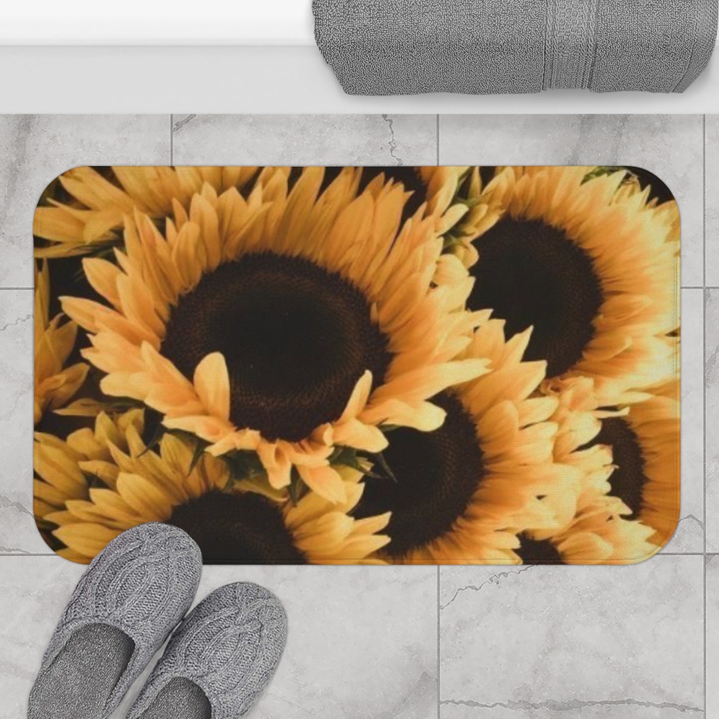 Sunflower Floral Bath Mat Anti Slipping