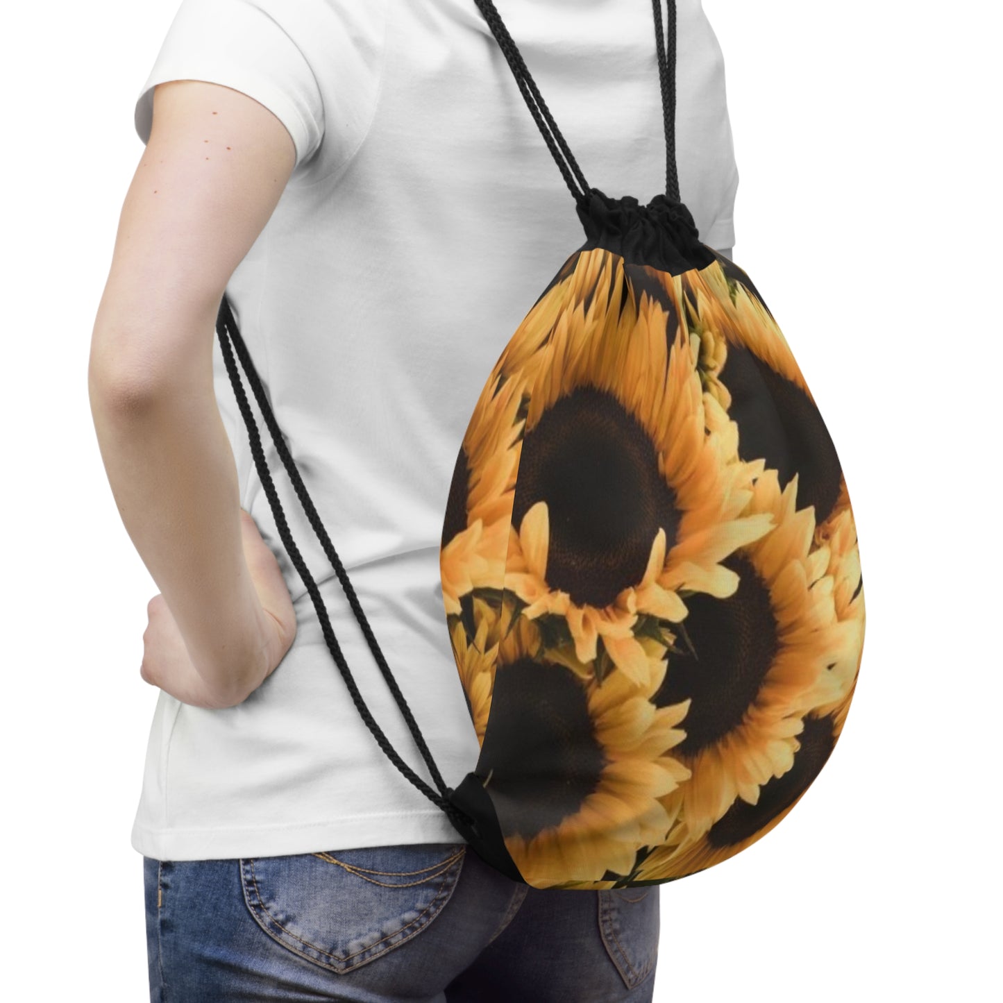 Sunflower Floral Drawstring Bag