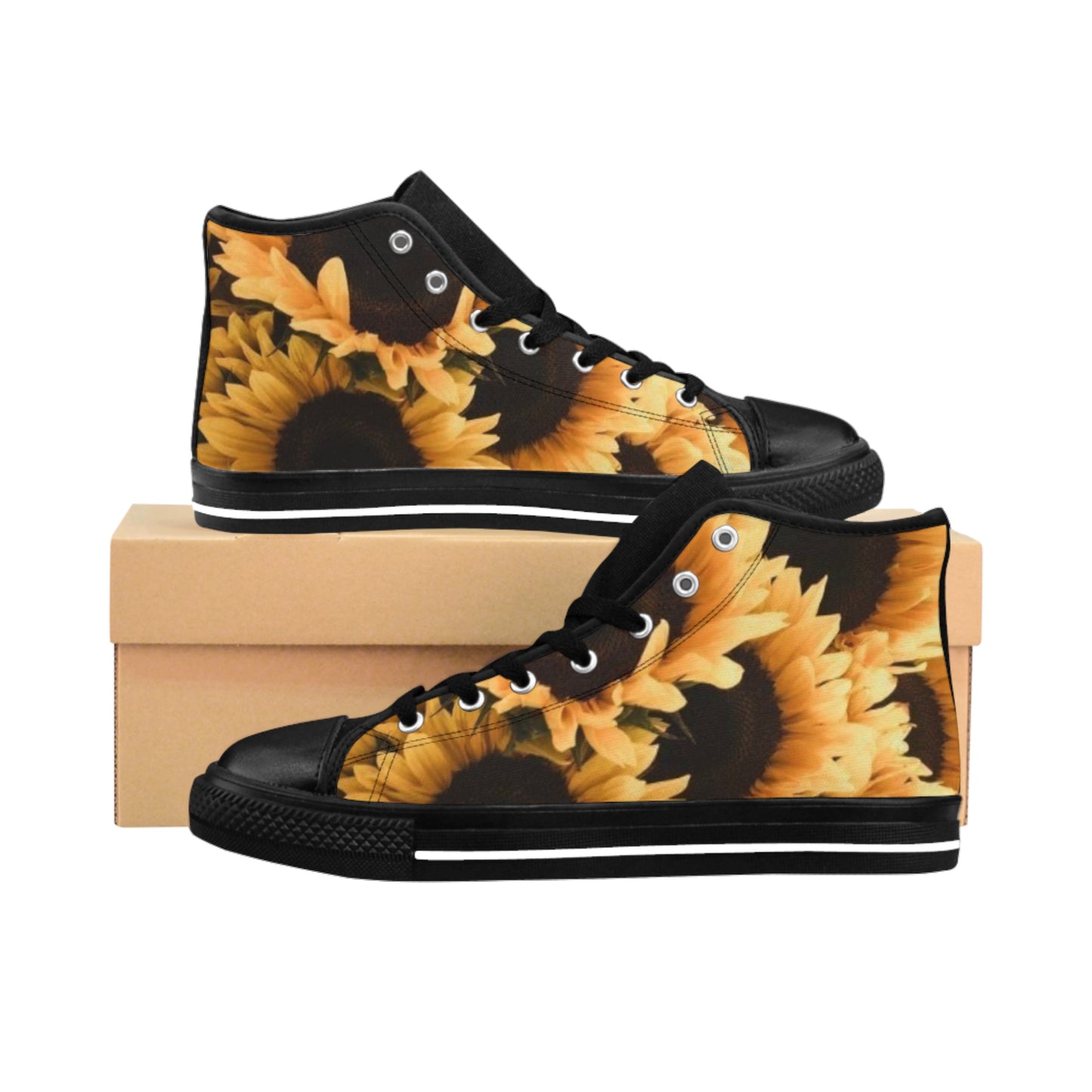 Sunflower Floral High Top Sneakers – Bright & Bold Footwear