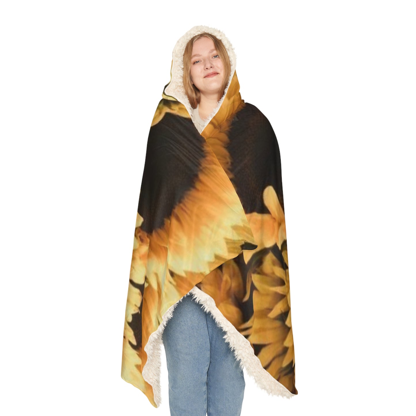 Sunflower Floral Hooded Blanket – Bright & Cozy Layer