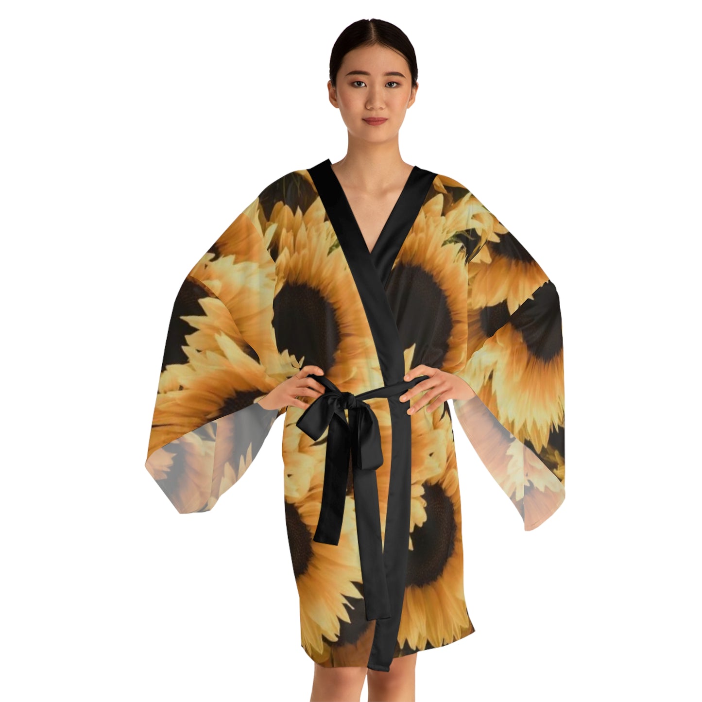 Sunflower Floral Japanese Style Kimono Robe