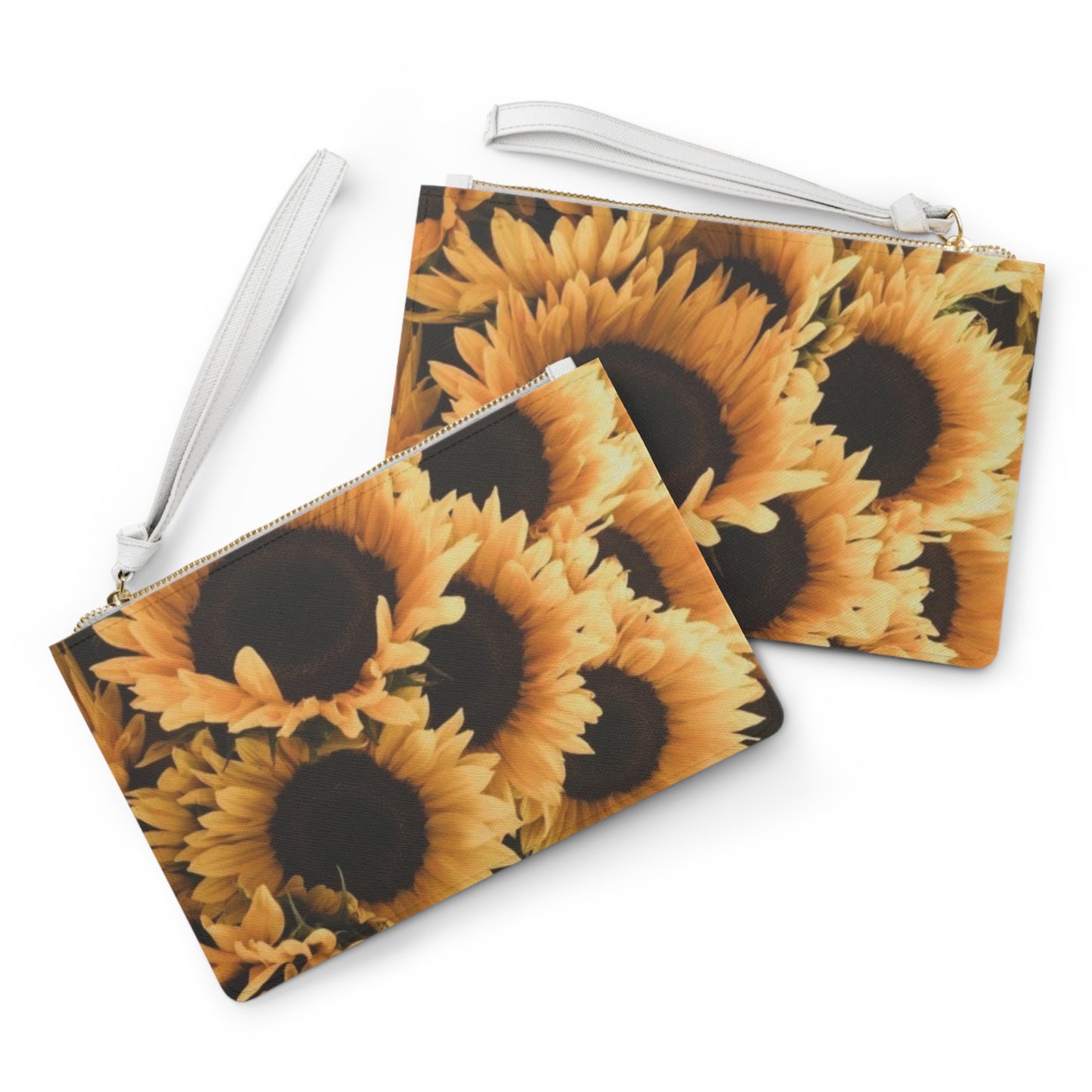 Sunflower Floral Leather Clutch Bag for Women