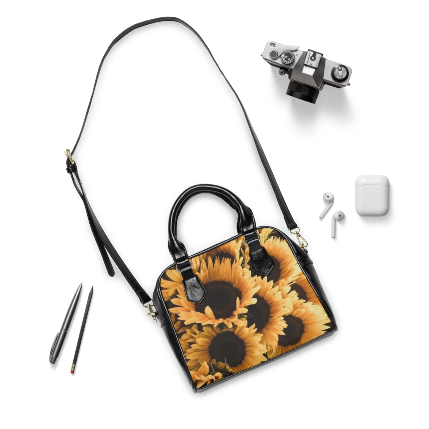 Sunflower Floral Shoulder Handbag – Bright & Cheerful