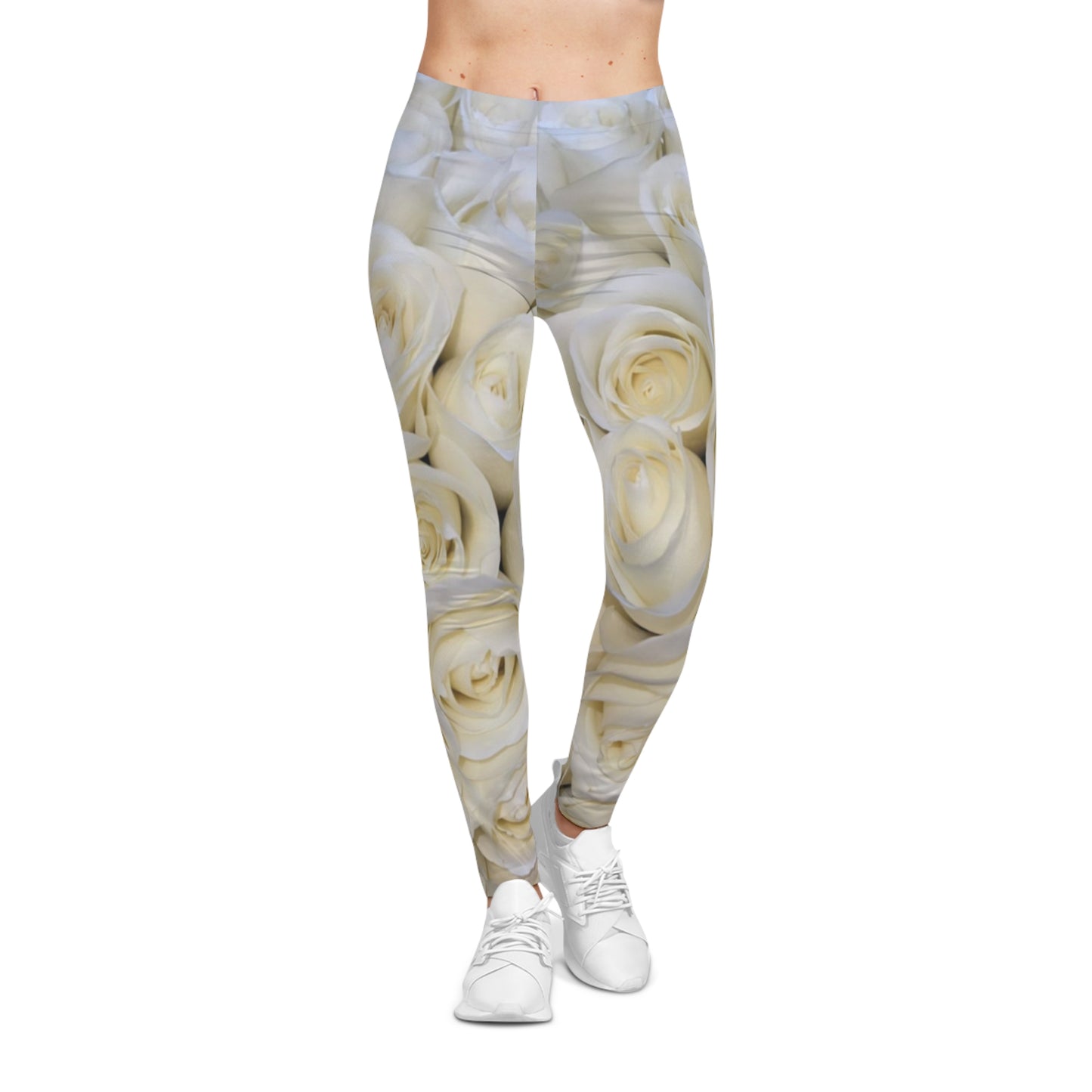 White Roses Comfortable Floral Casual Leggings