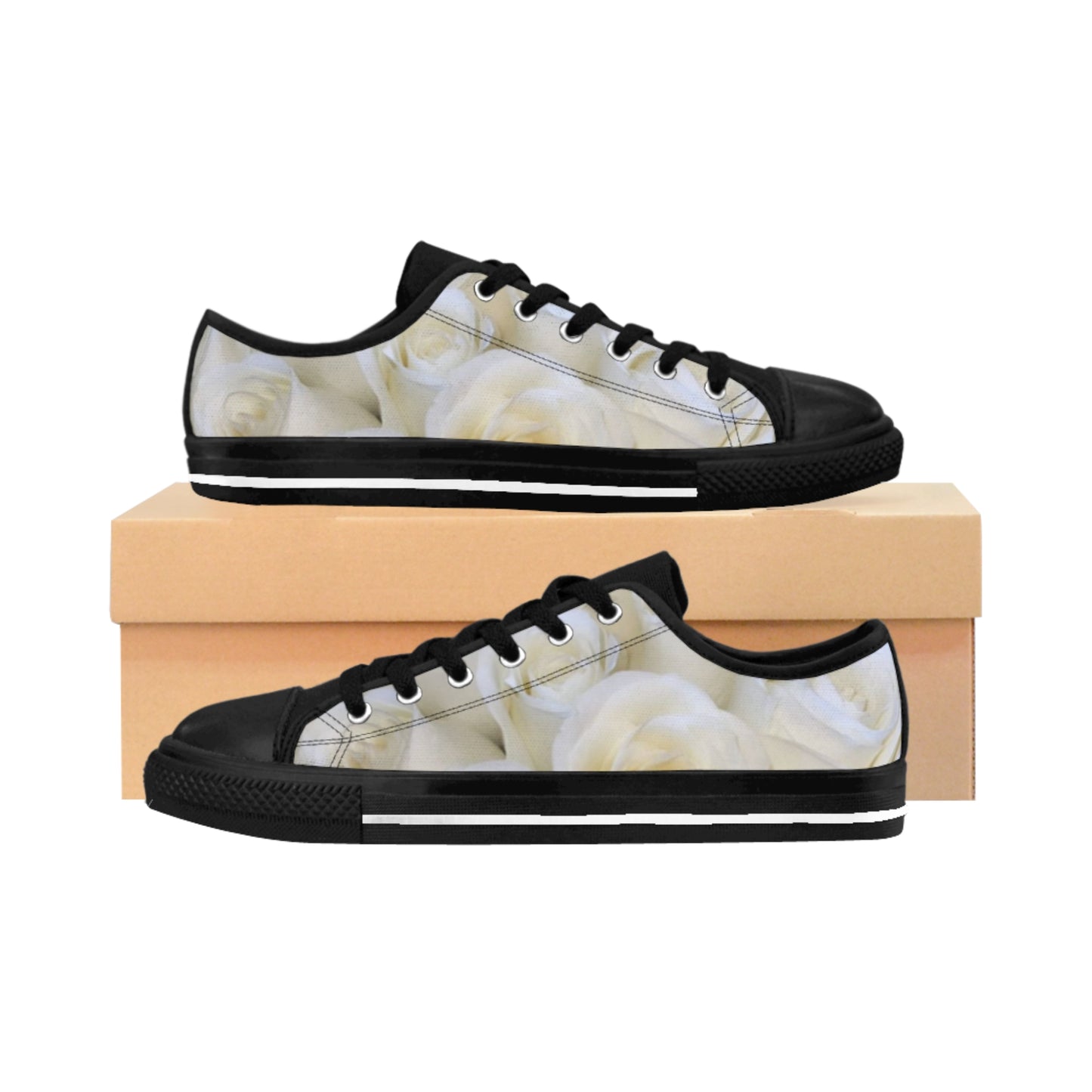 White Roses Comfortable Floral Sneakers – Chic & Comfy