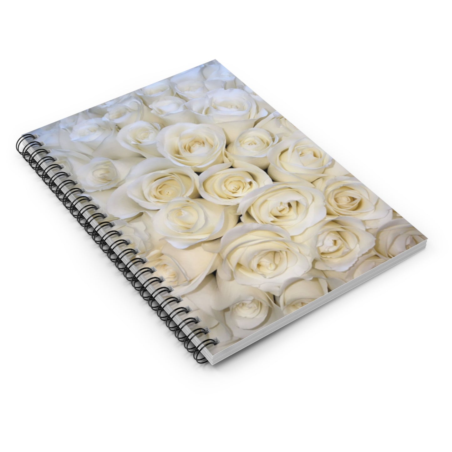 White Roses Floral-Themed Spiral Notebook-Ruled Line | Clean & Classy