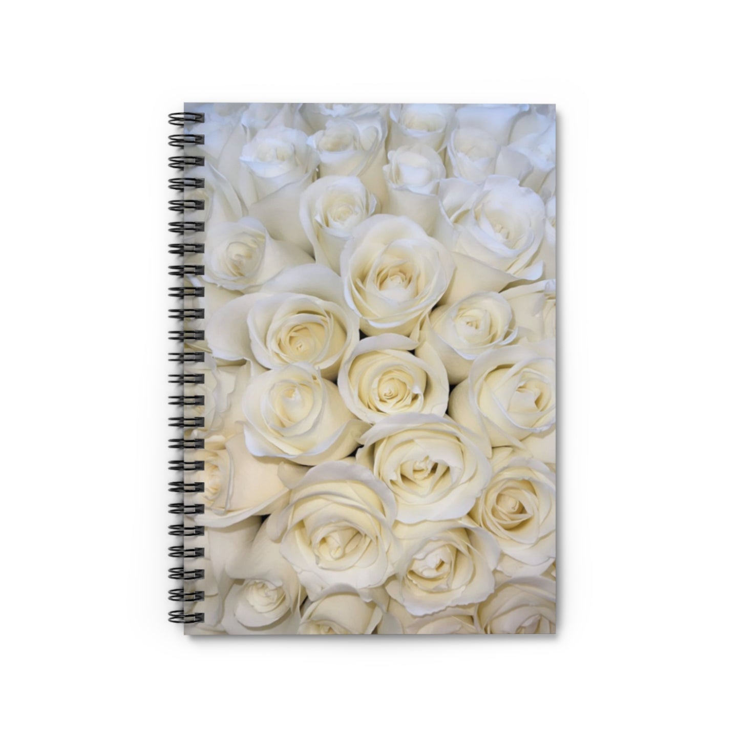 White Roses Floral-Themed Spiral Notebook-Ruled Line | Clean & Classy