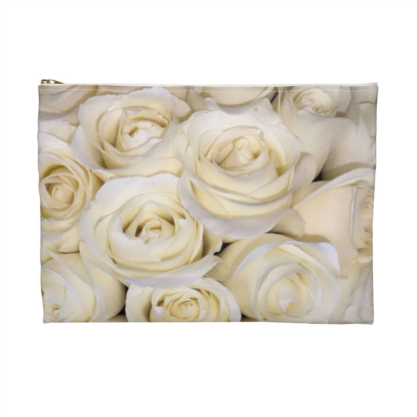 White Roses Floral Accessory Pouch – Clean & Classic