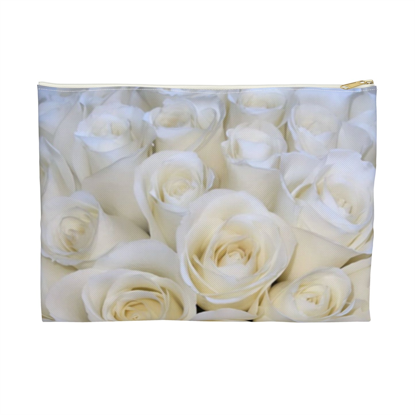 White Roses Floral Accessory Pouch – Clean & Classic