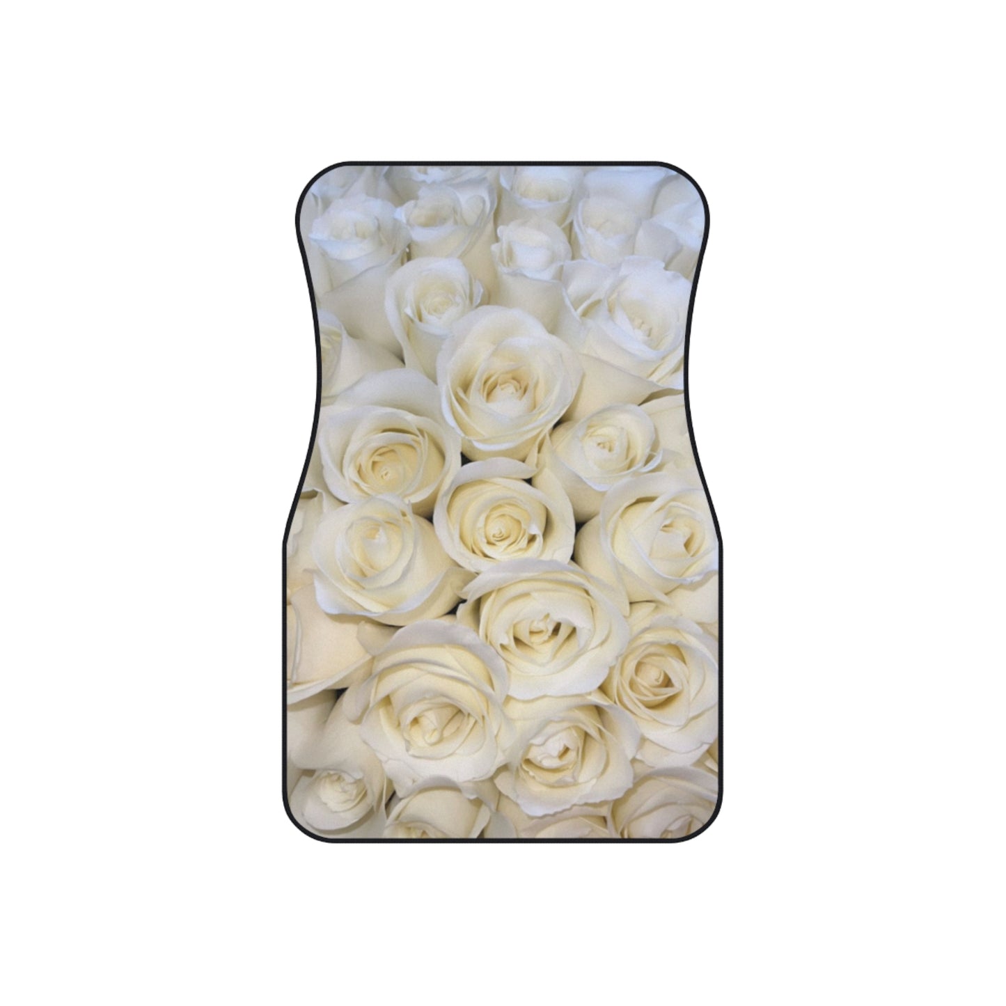 White Roses Floral Car Mats – Set of 4 Elegant Car Mats