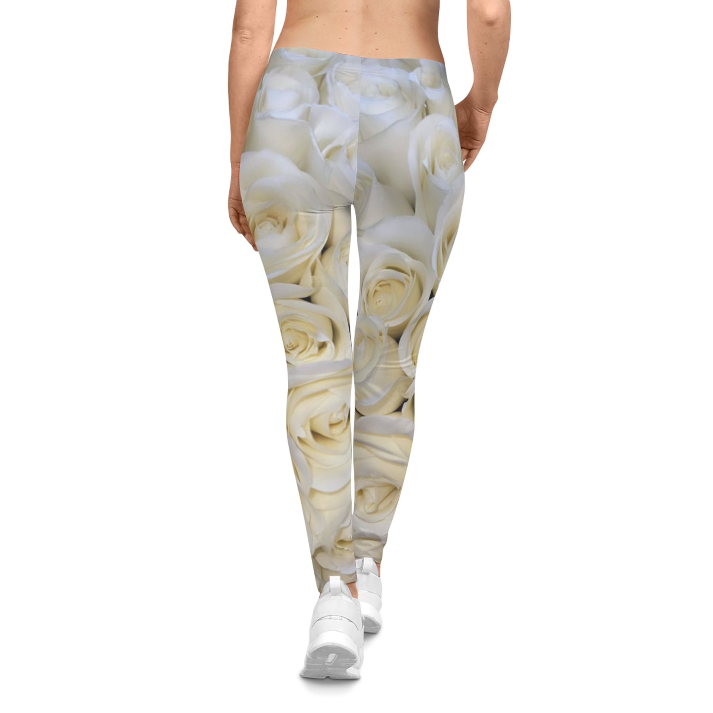 White Roses Comfortable Floral Casual Leggings