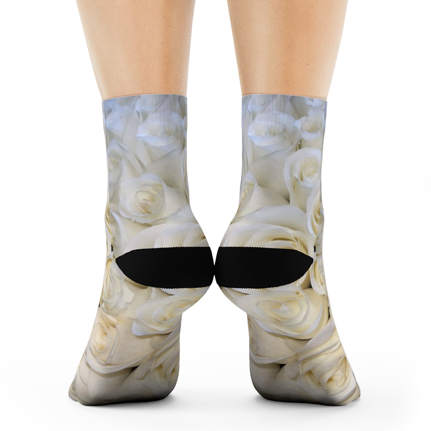 White Roses Floral Crew Socks – Clean & Chic