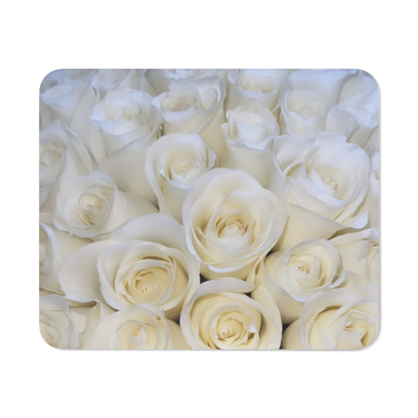 White Roses Floral Desk Mouse Pad – Minimalist Floral Pad for Office or Study
