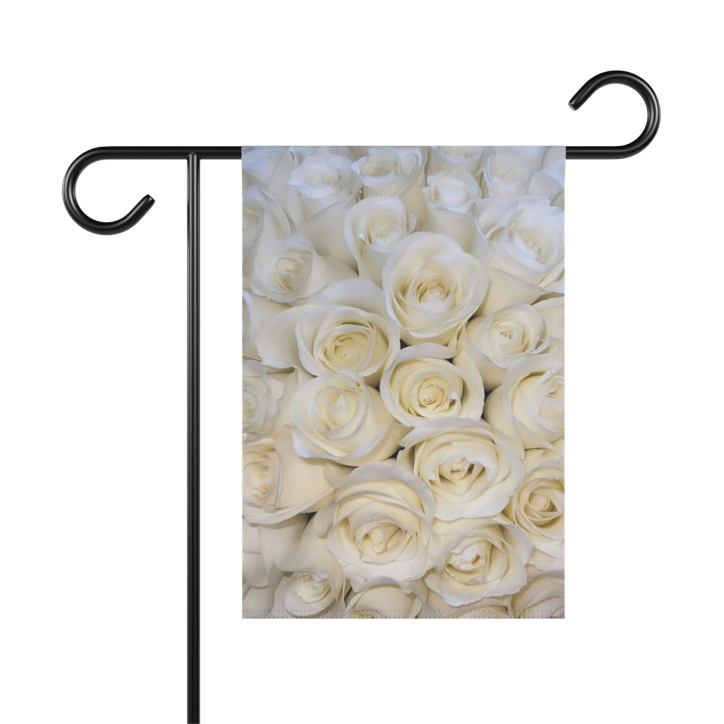 White Roses Floral Garden and House Banner – Elegant Yard Flag