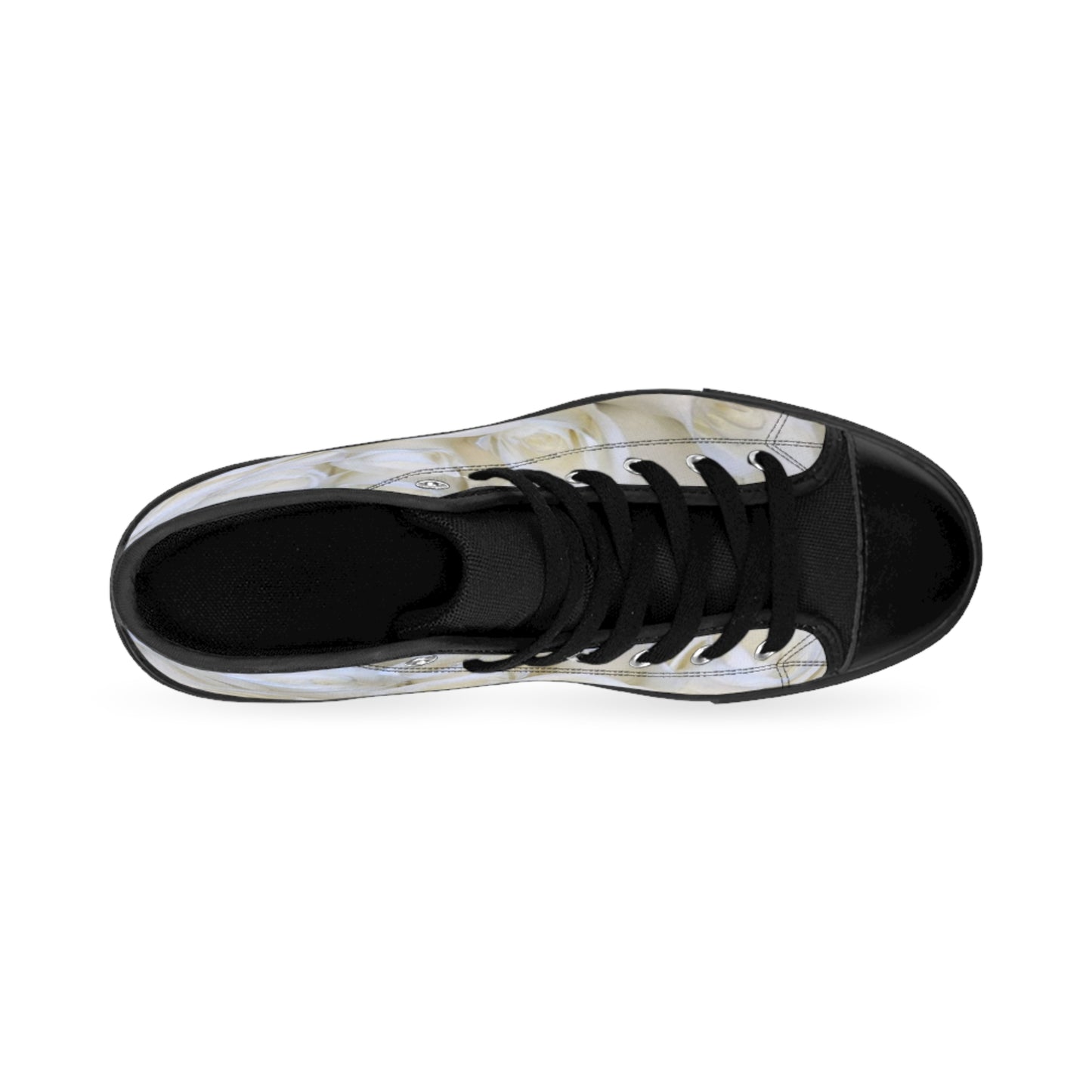 White Roses Floral High Top Sneakers – Minimal & Chic