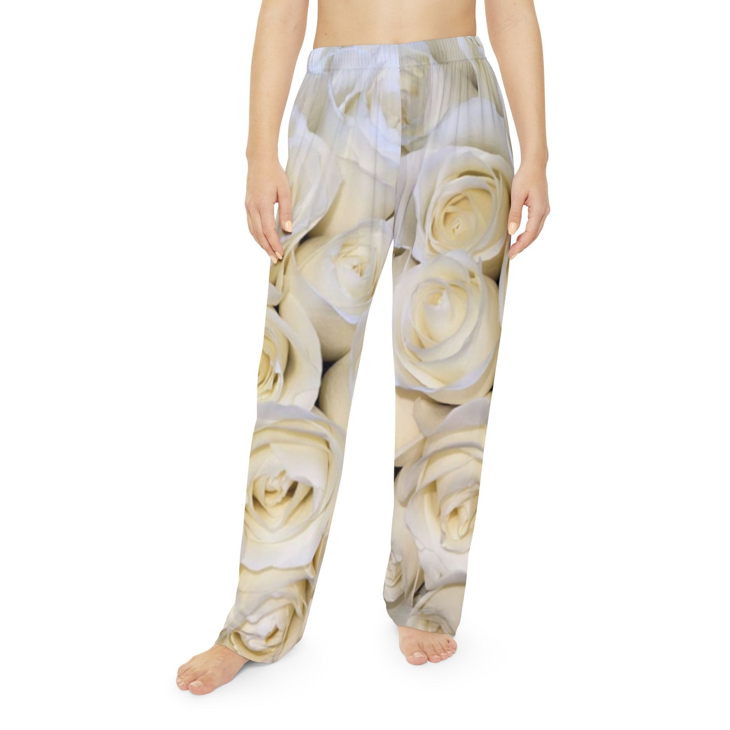 White Roses Cozy Floral Pajama Pant