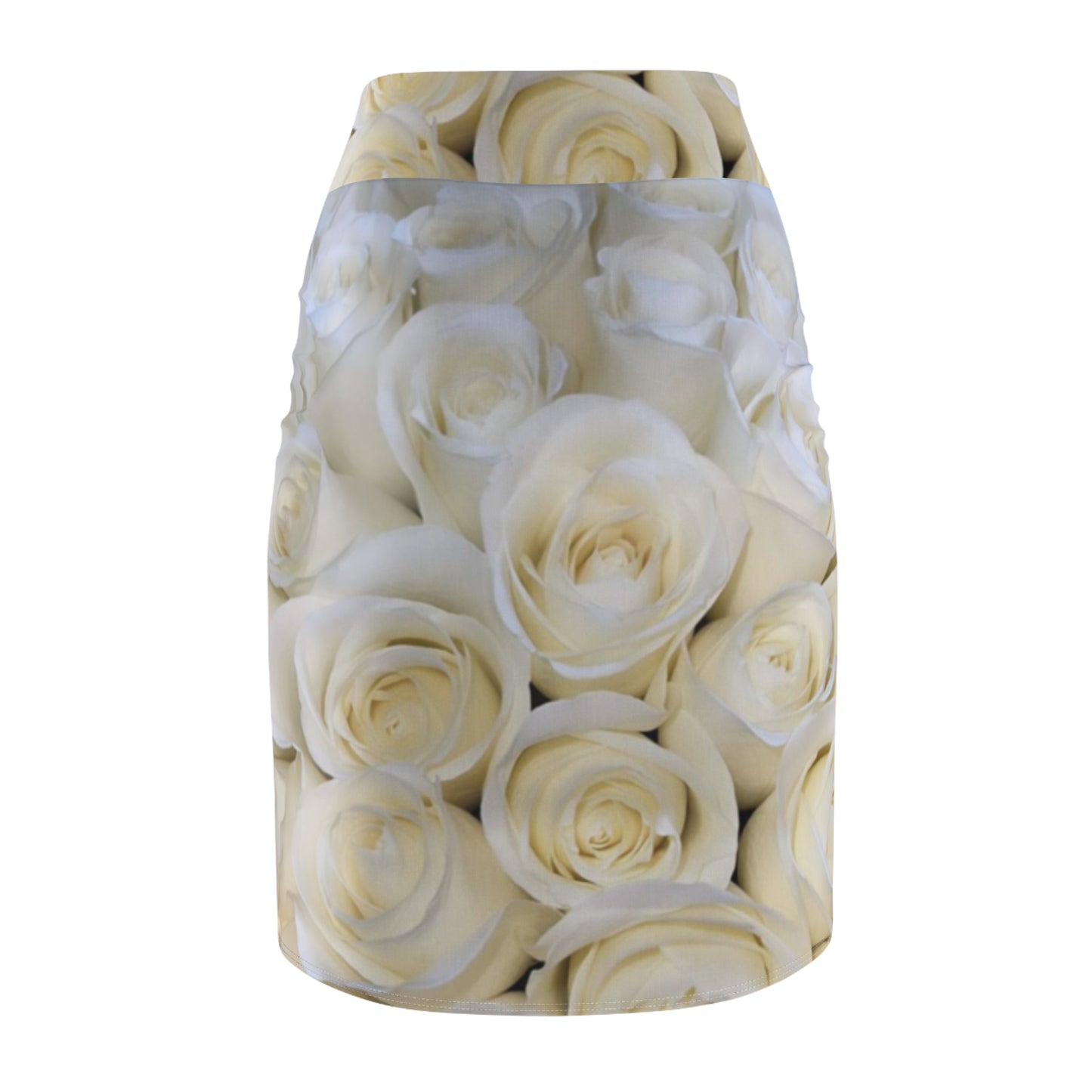 White Roses Floral Pencil Skirt – Clean & Versatile