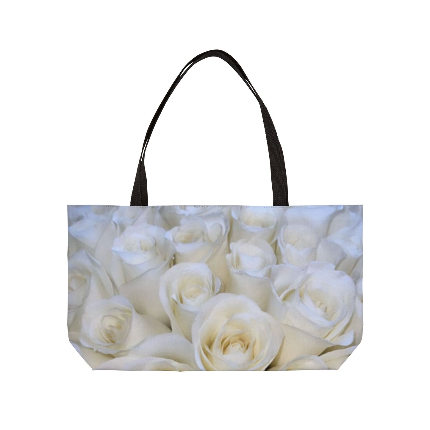 White Roses Floral Rectangle Tote – Elegant and Versatile