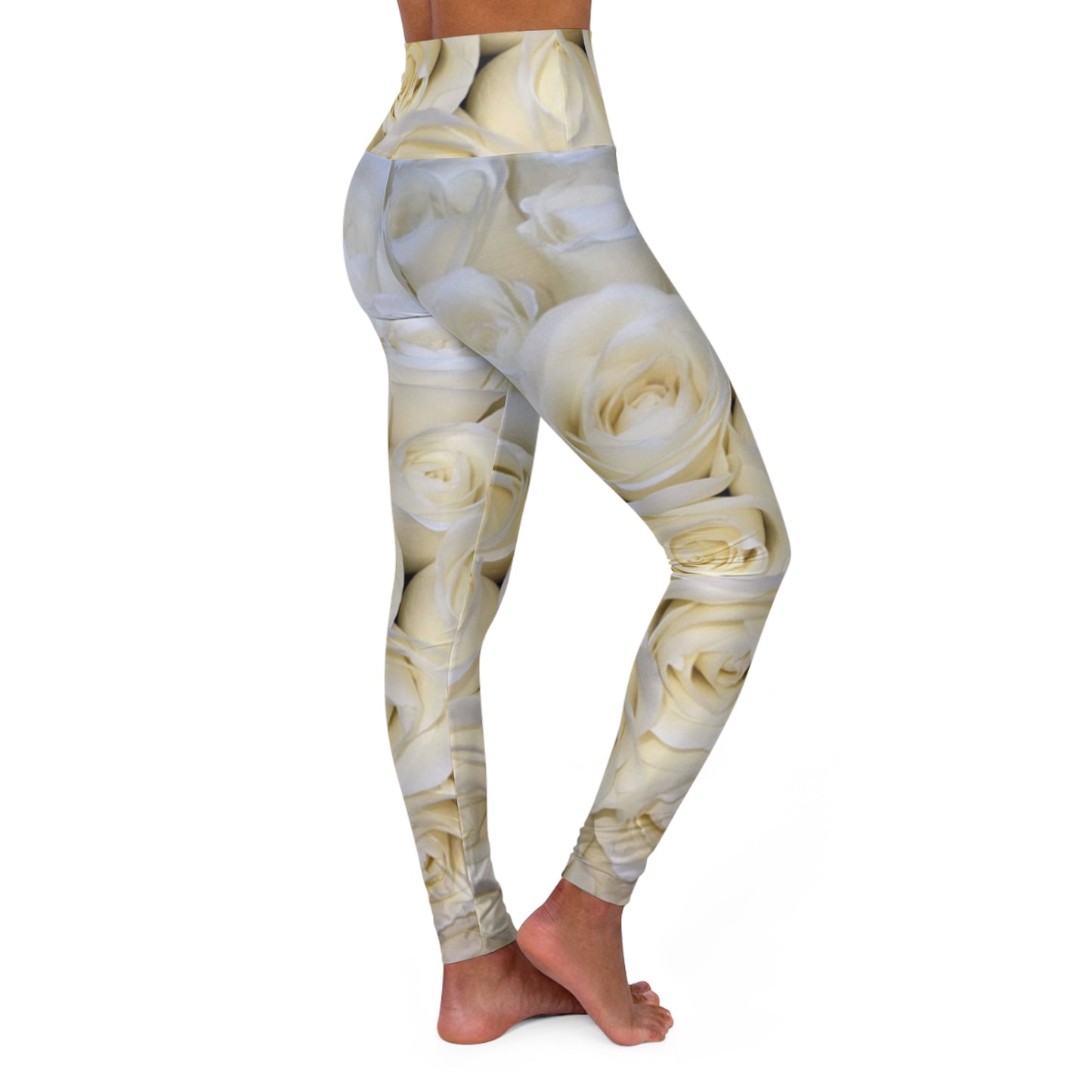 White Roses Floral Skinny Fit Legging for Gym
