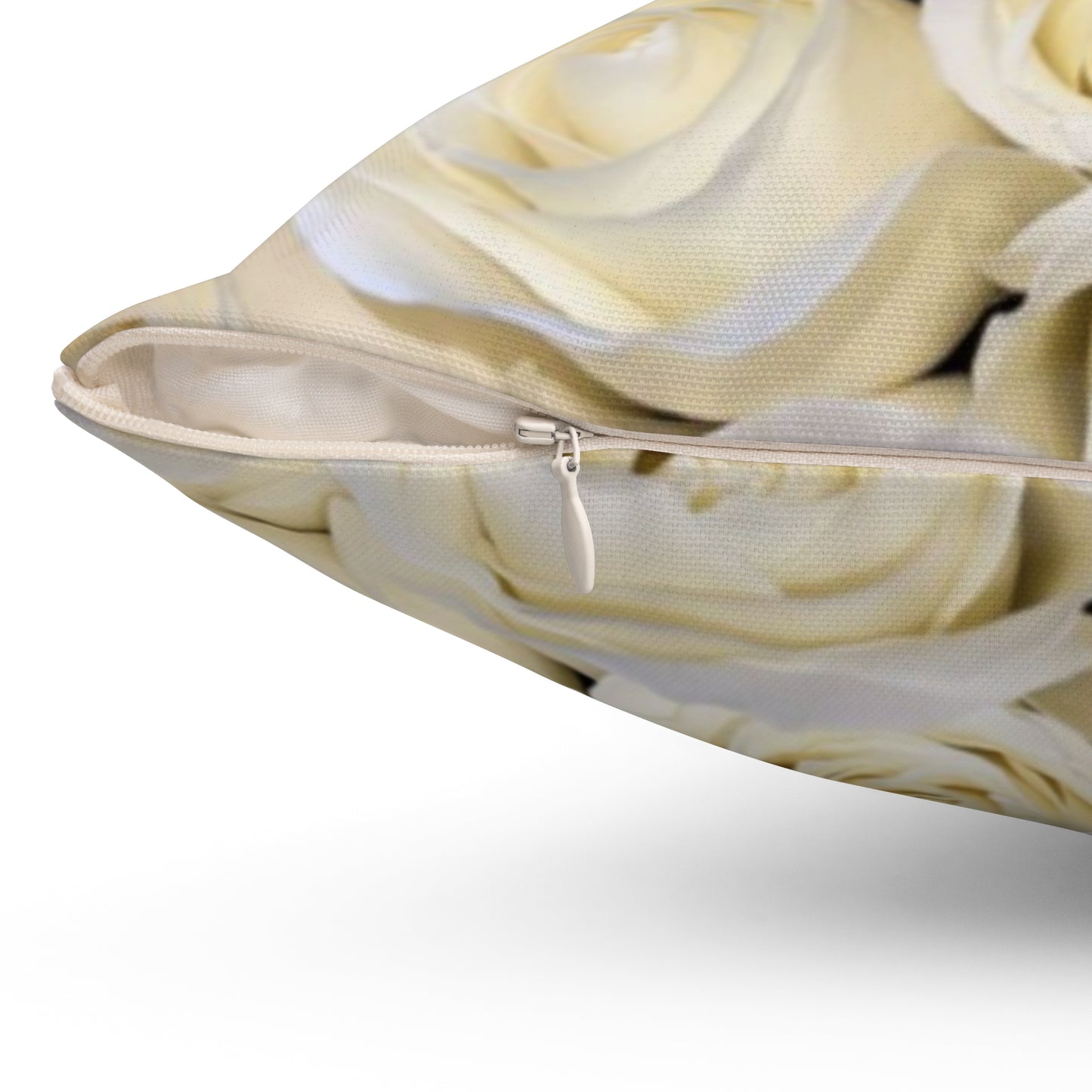White Roses Floral Square Pillow