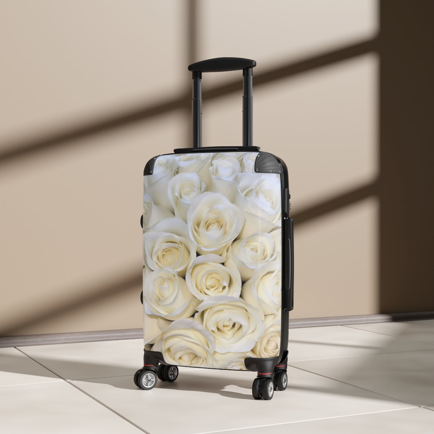 White Roses Floral Suitcase for Travelers – Clean & Organized