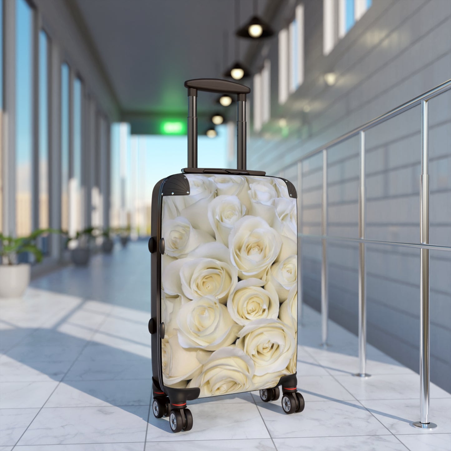 White Roses Floral Suitcase for Travelers – Clean & Organized