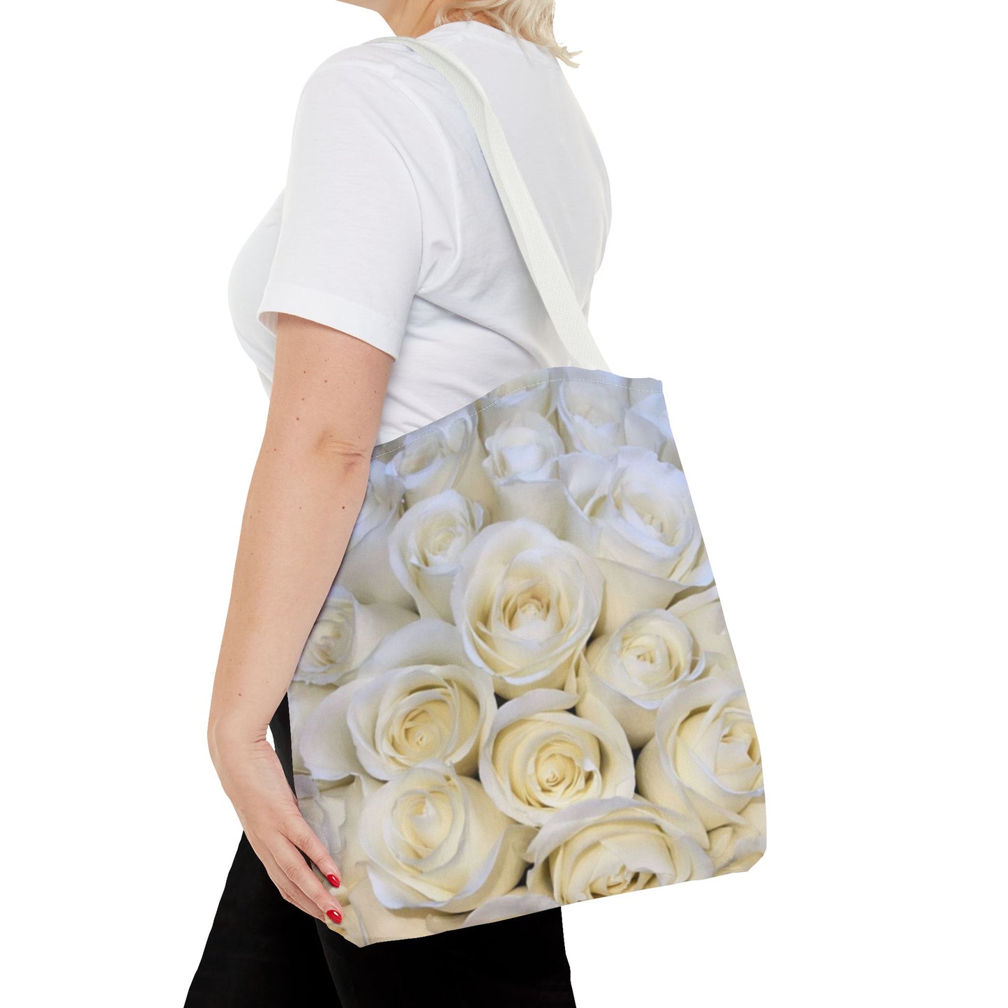 White Roses Floral Tote Bag for Women – Classic & Elegant