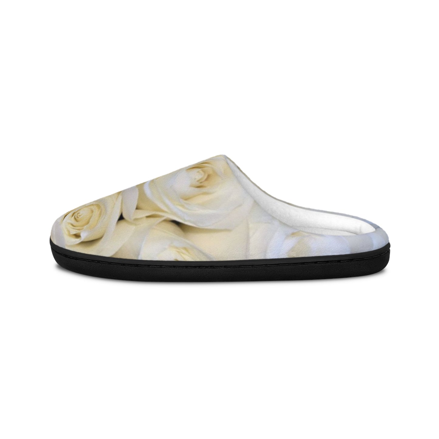 White Roses Soft Floral Slippers – Classic Home Comfort