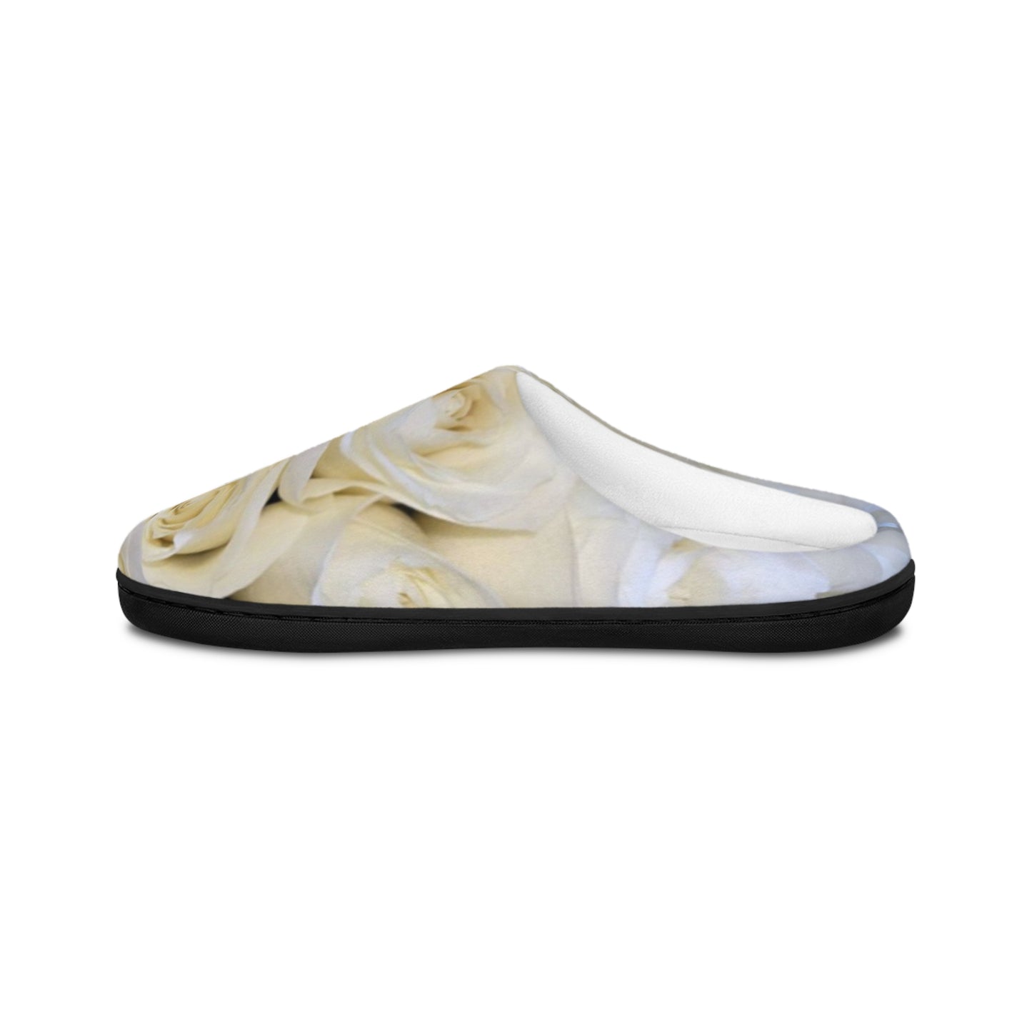 White Roses Soft Floral Slippers – Classic Home Comfort
