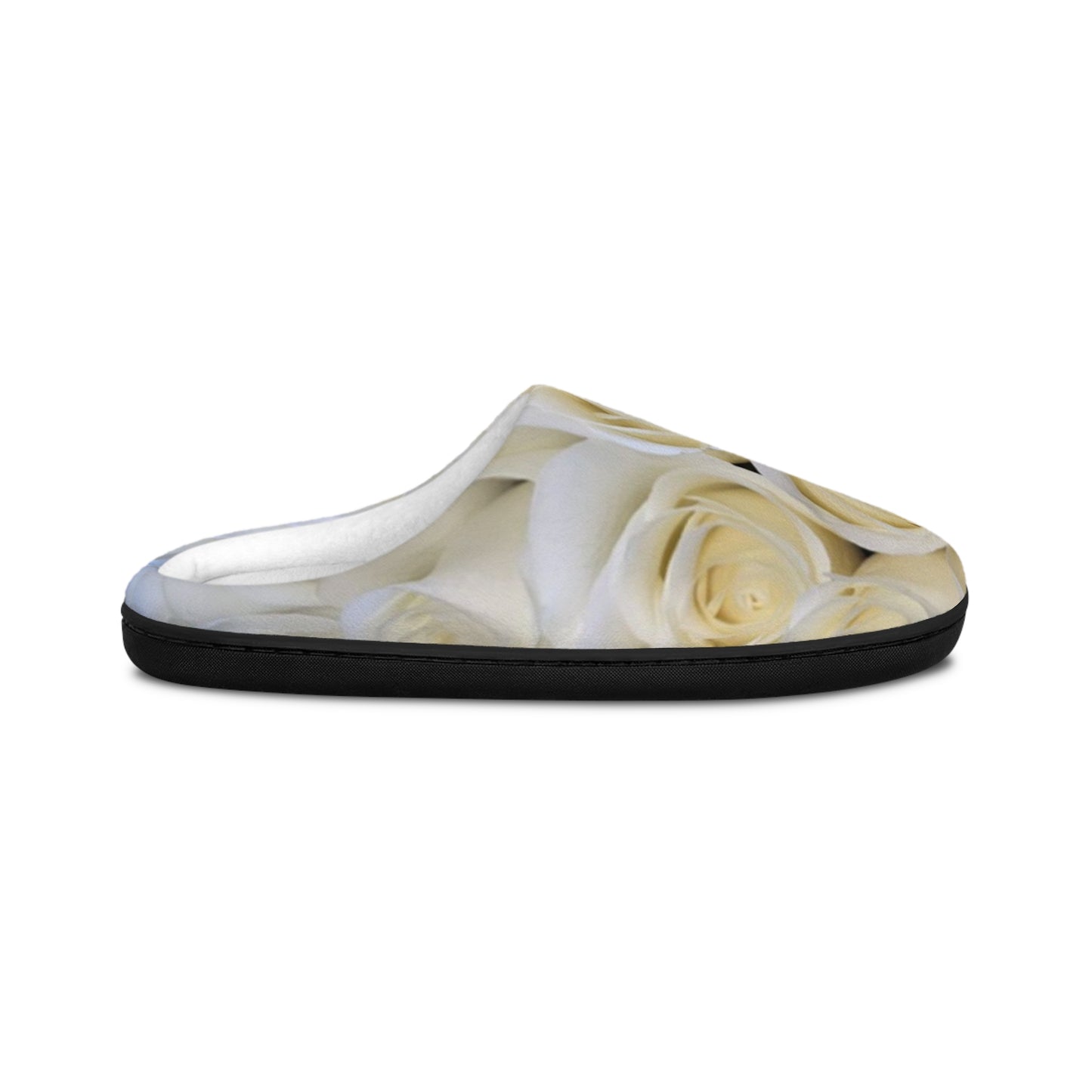 White Roses Soft Floral Slippers – Classic Home Comfort