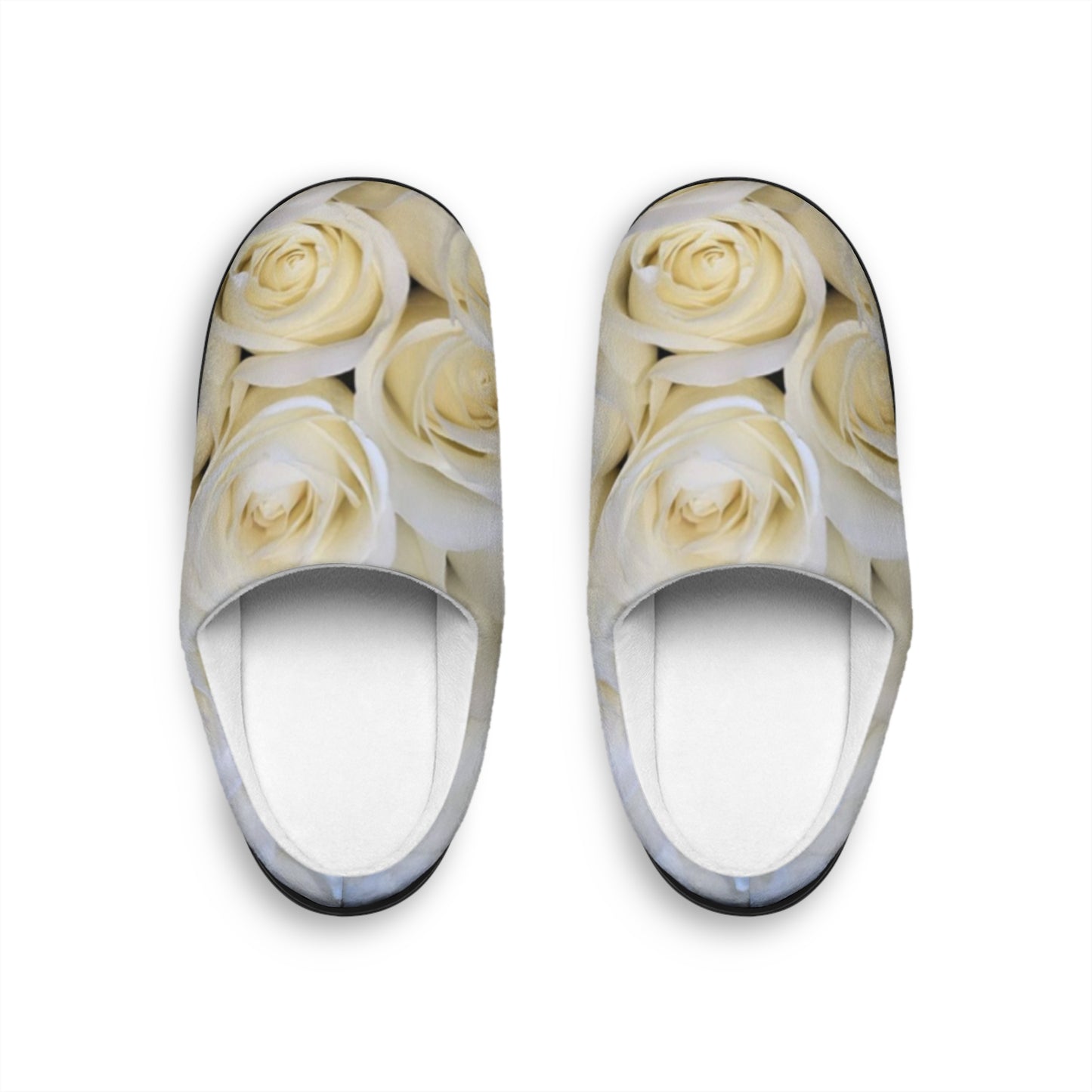 White Roses Soft Floral Slippers – Classic Home Comfort