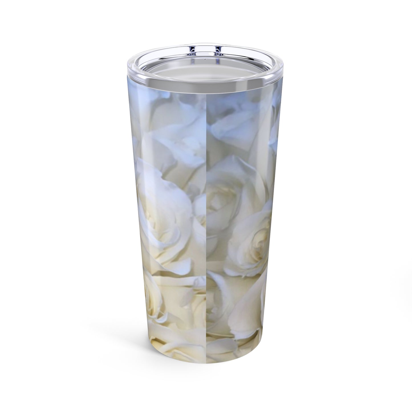 White Roses stainless steel floral tumbler 20 oz with vacuum insulation and glossy floral finish