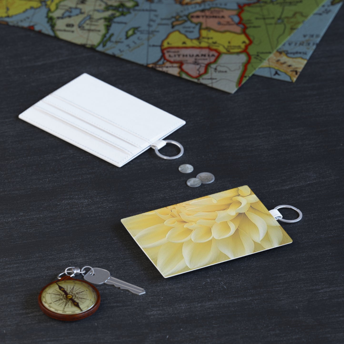 Yellow Dahlia Floral Card Holder – Bright & Bold