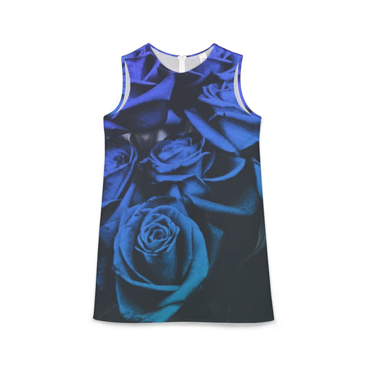Blue Roses Sleeveless Dress