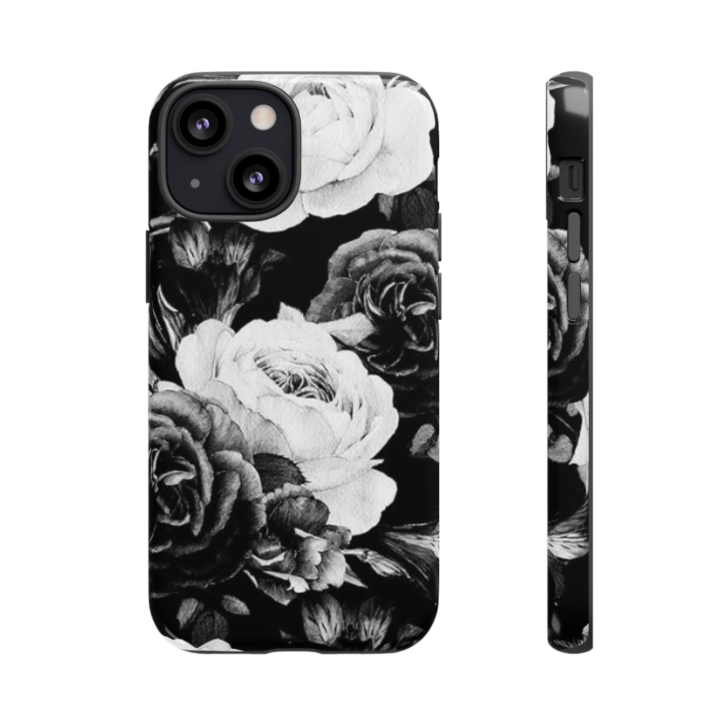 Black and White Floral Tough Phone Case