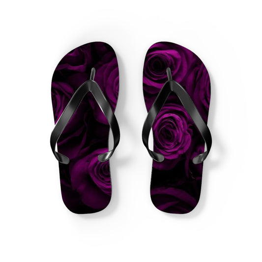 Dark Purple Roses Flip Flops