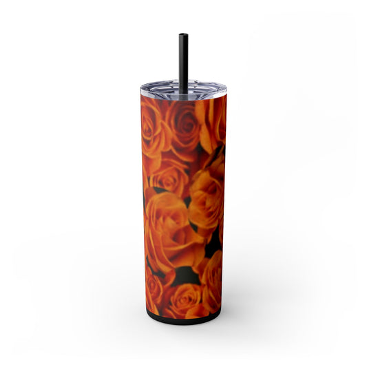 Orange Roses Skinny Tumbler – Durable Stainless Steel 20 oz


