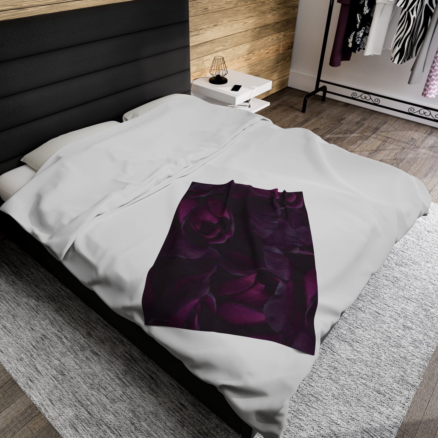 Dark Purple Floral Blanket