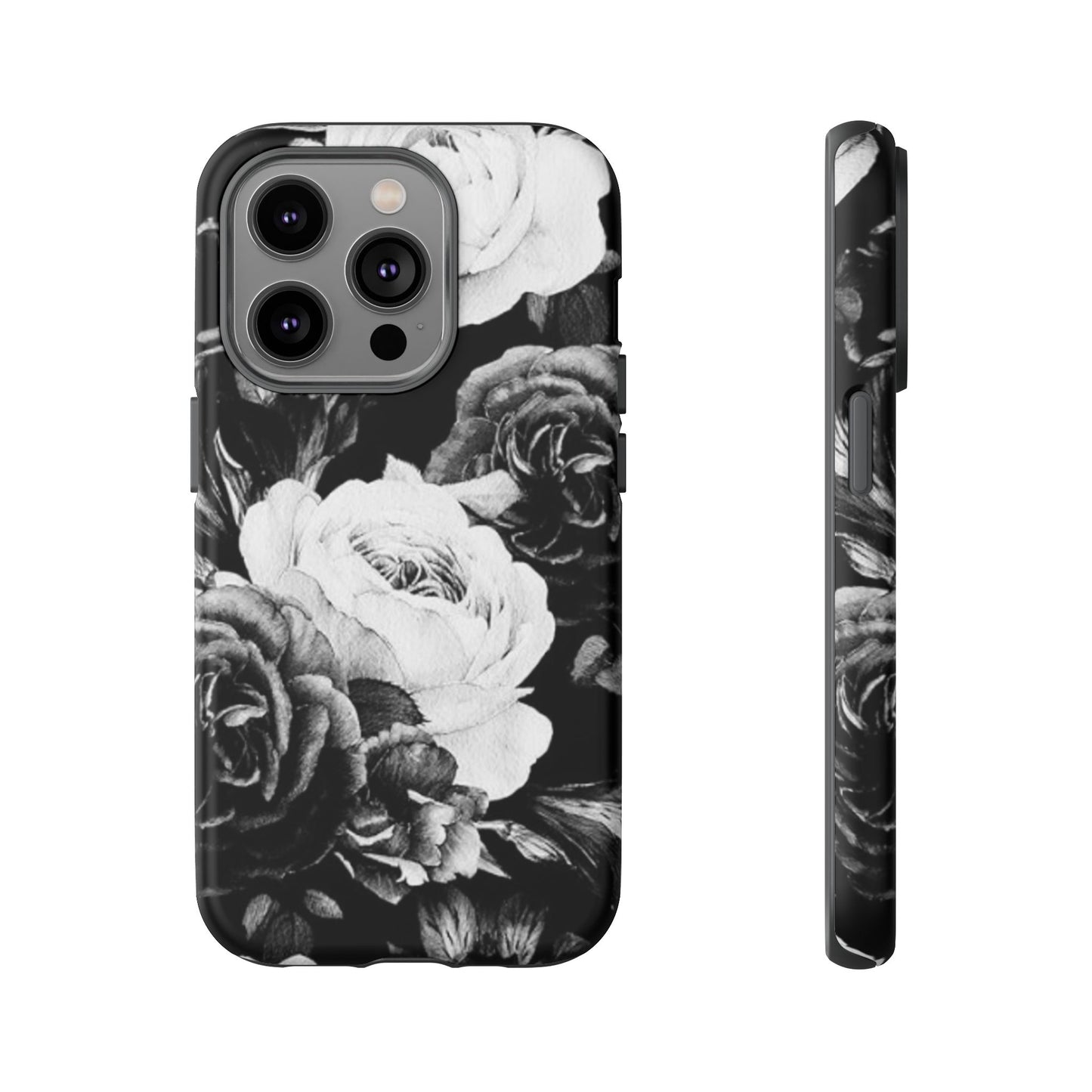 Black and White Floral Tough Phone Case