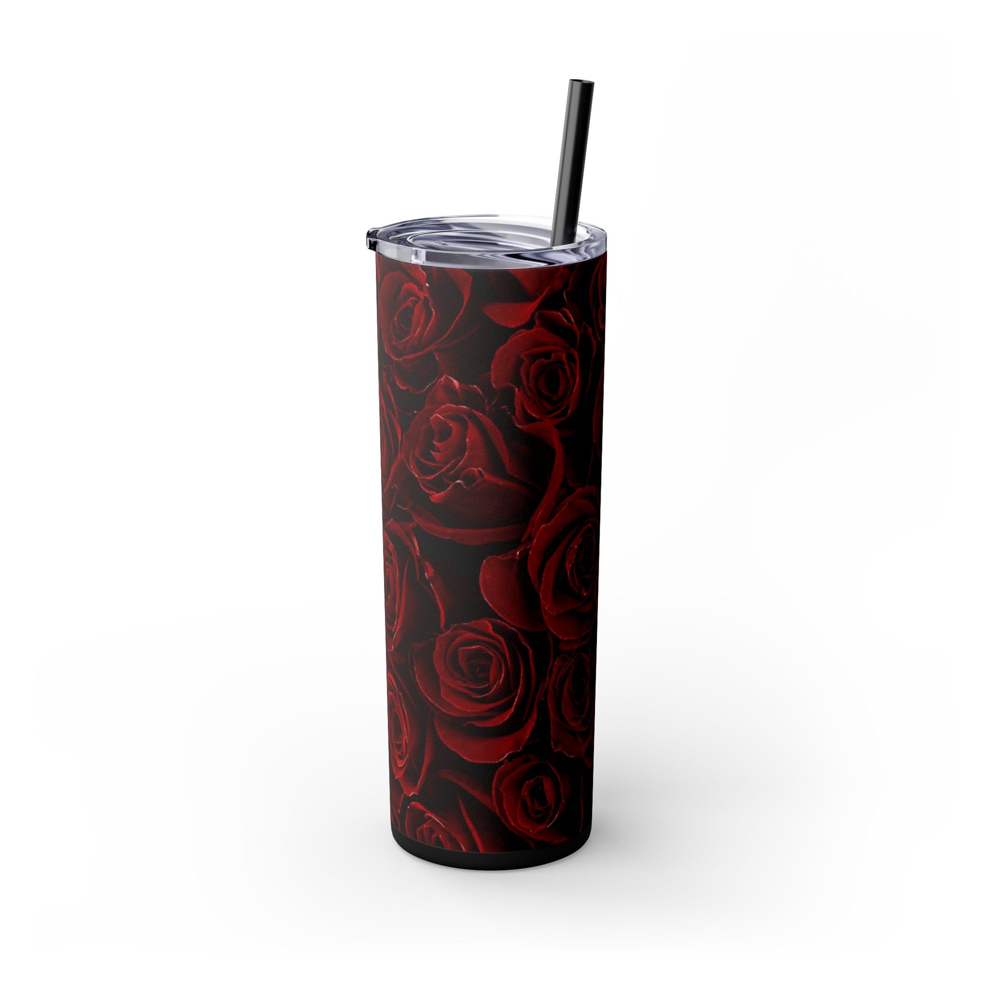 Red Roses Floral Skinny Tumbler – Durable Stainless Steel 20 oz