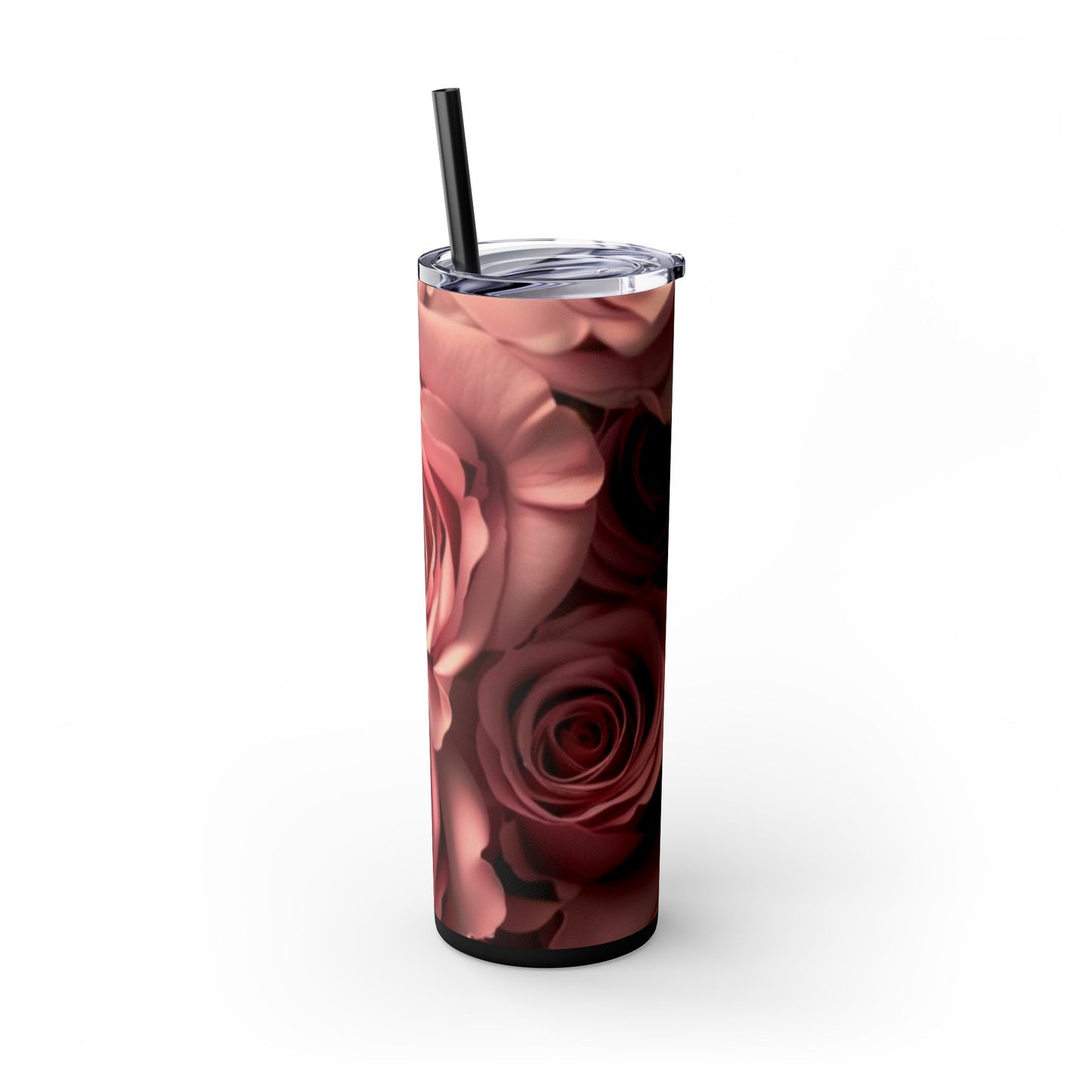 Pink Roses Floral Skinny Tumbler – Durable Stainless Steel 20 oz