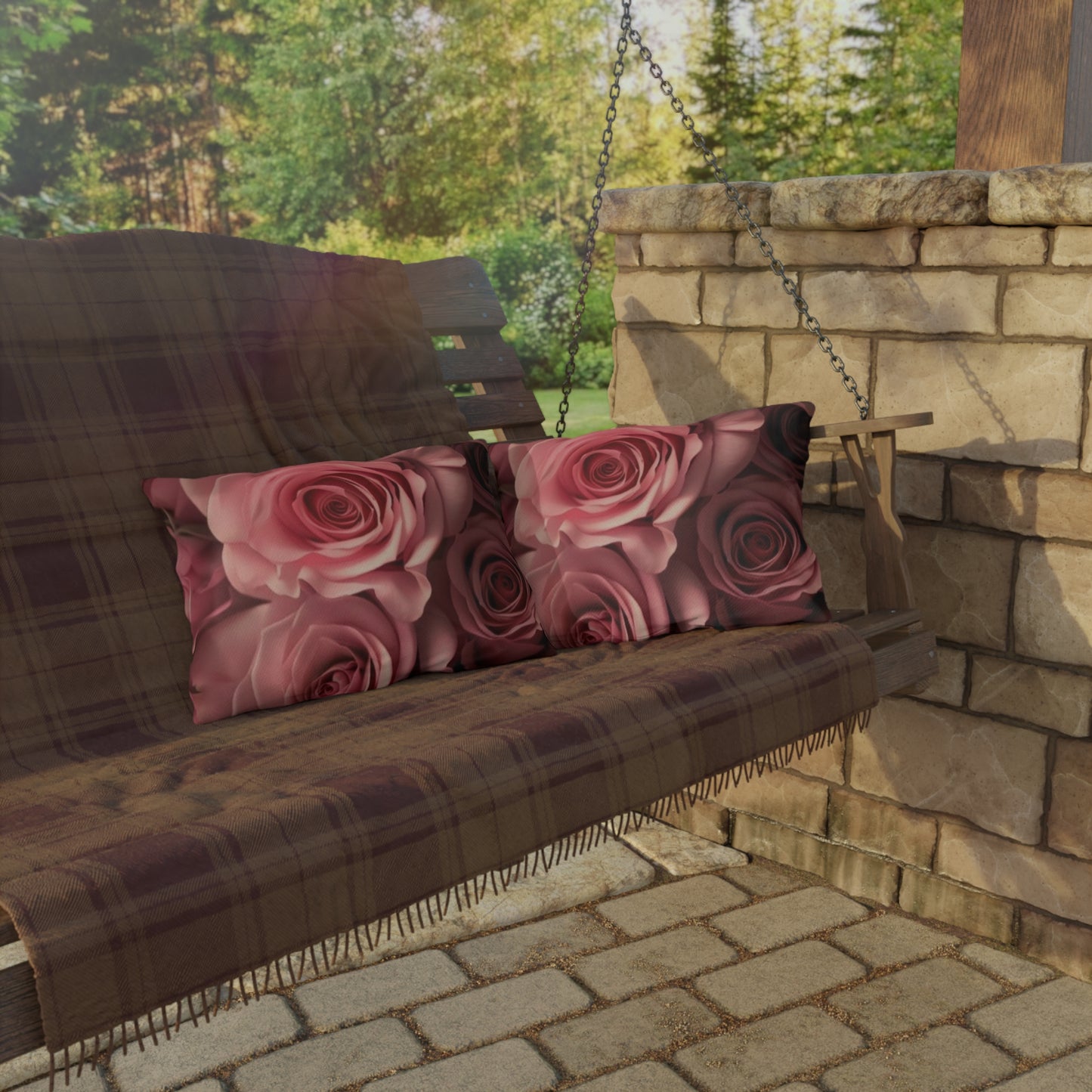 Pink Roses Outdoor Pillow